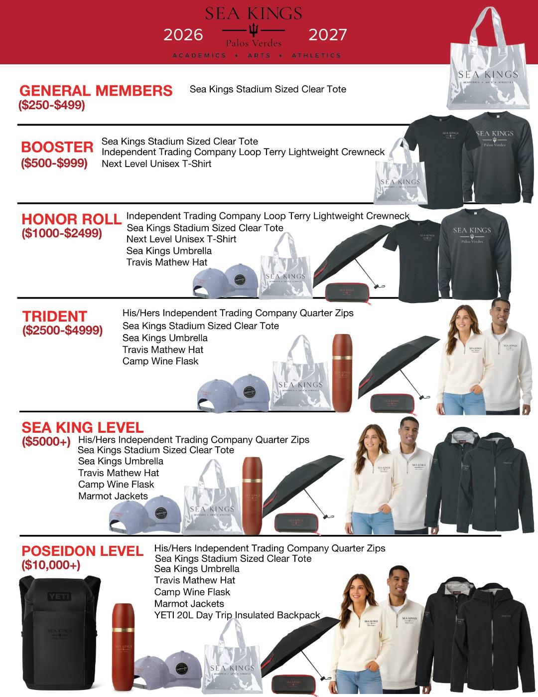PVHS Booster Swag 2026-2027 Join PVHS Booster Club - levels and swag photos